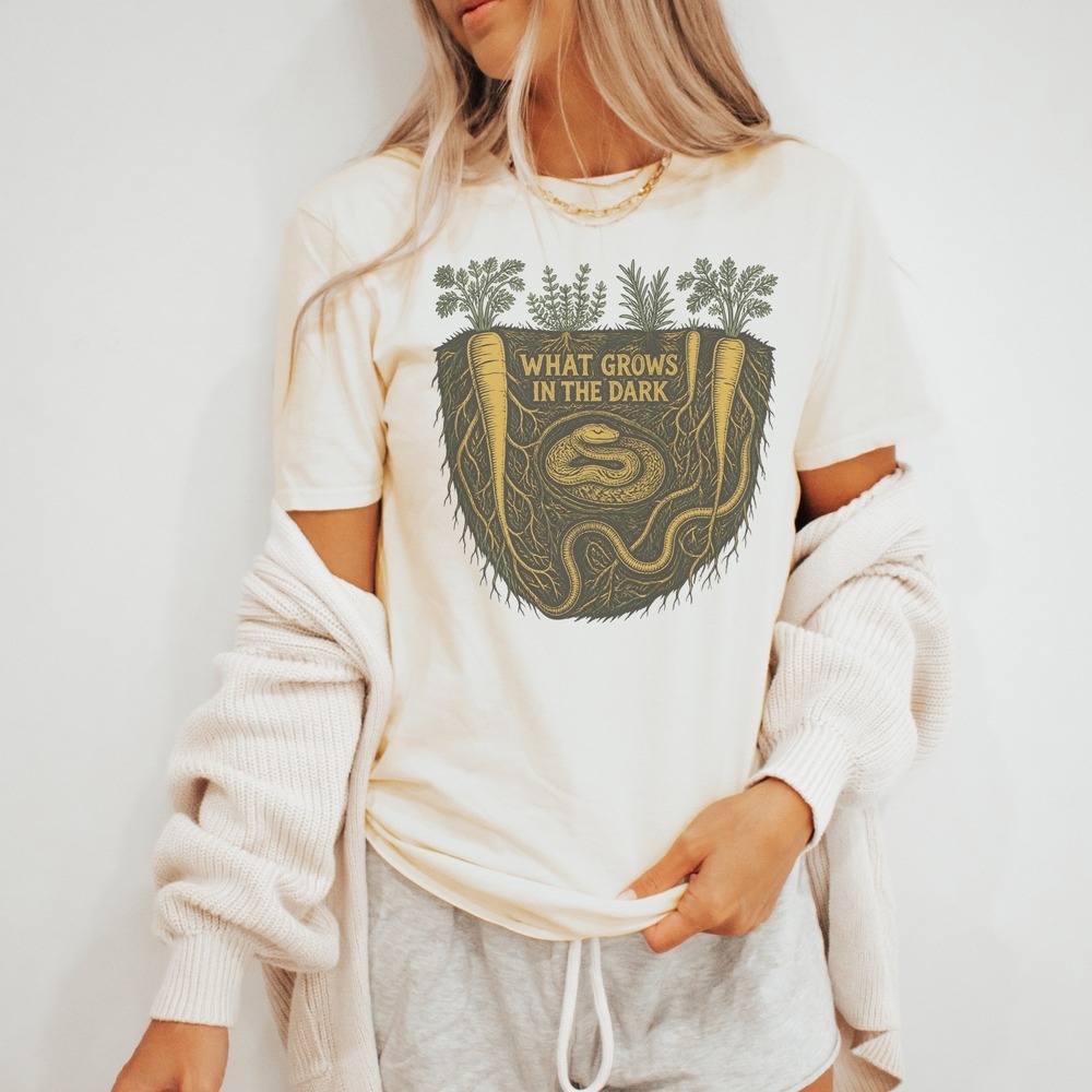 What Grows in the Dark Snake Coiled in Soil Cross-Section Tee - Picture 3 of 5